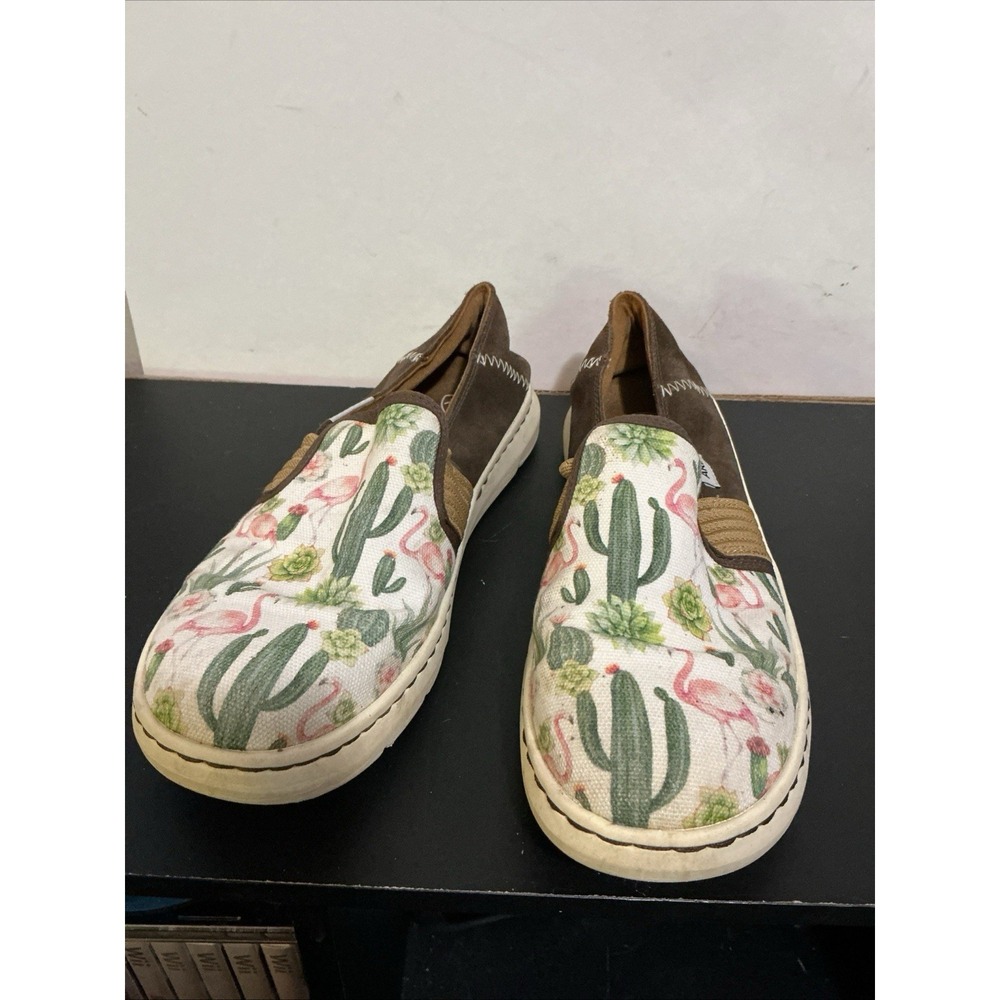 ARIAT Ryder Cactus Flamingo Shoes Slip On Sz 10 Cowgirl Farm Summer